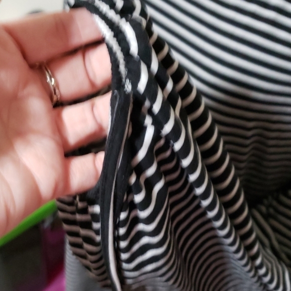 2xl black and white stripped top with lace accents - Picture 2 of 5
